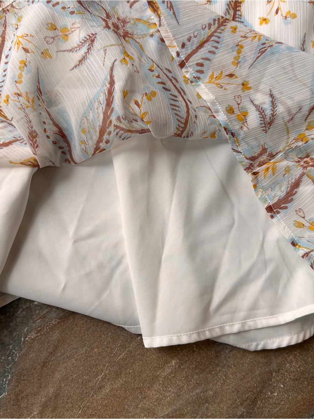 Gentle Fawn Floral Paisley Midi Dress Strappy V-Neck Boho Summer Cream Large L - Picture 4 of 10